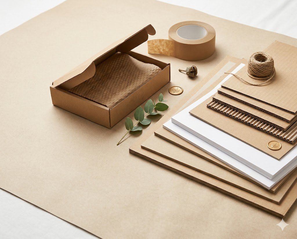 Eco-friendly kraft packaging, recycled board, and paper-based shipping materials